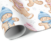 Roze en Blauwe Winter Ontbijtkoek Geslacht Reveal Cadeaupapier (Rol Hoek)