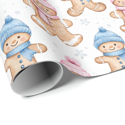 Roze en Blauwe Winter Ontbijtkoek Geslacht Reveal Cadeaupapier (Rol Hoek)