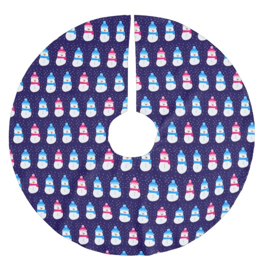 Roze en blauwe wintersneeuwpoppen kerstboom rok (Voorkant)