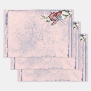 Roze en blauwe witte konijn Alice in Wonderland Inpakpapier Vel