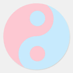 Roze en Blauwe Yin Yang-symbool Ronde Sticker
