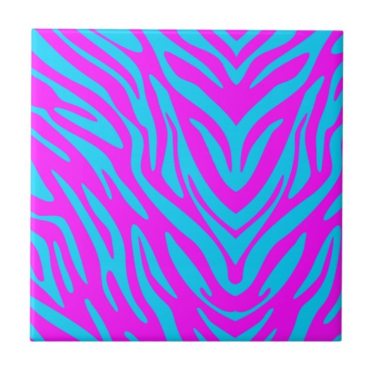 Roze en Blauwe Zebra Abstract Tegeltje (Voorkant)
