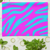 Roze en blauwe Zebra Abstract Theedoek (Gevouwen)
