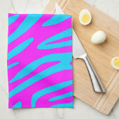 Roze en blauwe Zebra Abstract Theedoek (Quarter Fold)