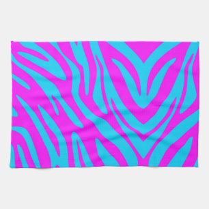 Roze en blauwe Zebra Abstract Theedoek