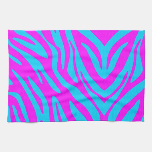 Roze en blauwe Zebra Abstract Theedoek (Horizontaal)