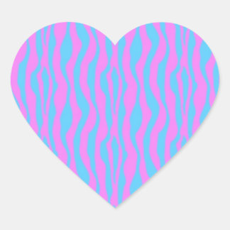 Roze en Blauwe Zebra Strepen Hart Sticker