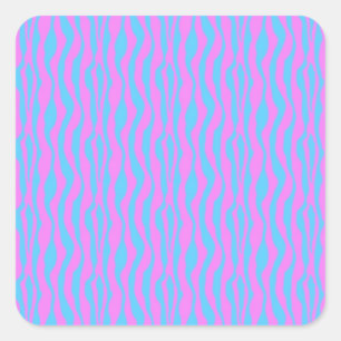 Roze en Blauwe Zebra Strepen Vierkante Sticker