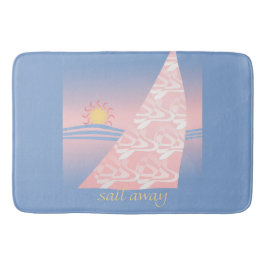 Roze en blauwe zee weg badmat