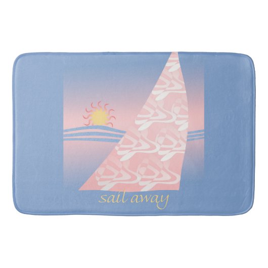 Roze en blauwe zee weg badmat (Voorkant)