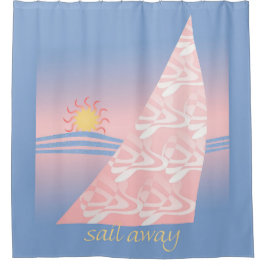 Roze en blauwe zee weg douchegordijn