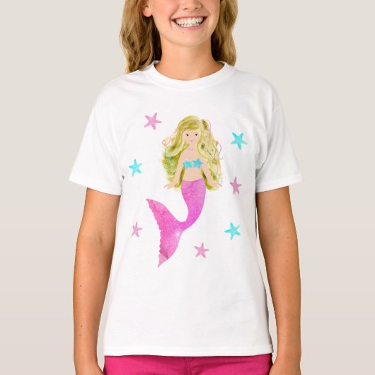 Roze en blauwe zeemeervis T-shirt (Voorkant)