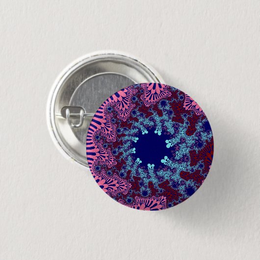 Roze en Blauwe Zonneburst Ronde Button 3,2 Cm (Voorkant /achterkant)