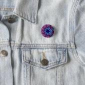 Roze en Blauwe Zonneburst Ronde Button 3,2 Cm (In situ)