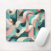 Roze en Blauwgroen Abstracte Muismat (Met muis)