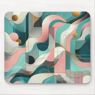 Roze en Blauwgroen Abstracte Muismat
