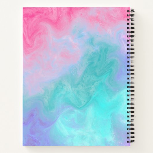 Roze en Blauwgroen Abstracte Waterverf notebook Notitieboek (Achterkant)