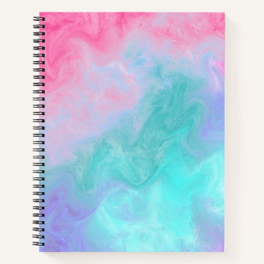 Roze en Blauwgroen Abstracte Waterverf notebook Notitieboek (Voorkant)
