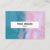Roze en blauwgroen abstracte waterverf visitekaart visitekaartje (Voorkant)