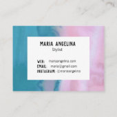 Roze en blauwgroen abstracte waterverf visitekaart visitekaartje (Achterkant)