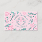 Roze en Blauwgroen bakkerij- en kookartikelen Visitekaartje (Voorkant)