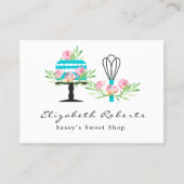 Roze en Blauwgroen Bakkerijproducten Visitekaartje (Voorkant)