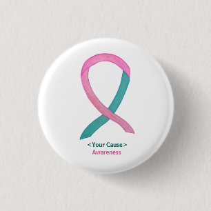 Roze en Blauwgroen bewustwording Buttonnen met lin Ronde Button 3,2 Cm