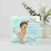 Roze en Blauwgroen blauw Afrikaans-Amerikaans Baby Kaart (Staand voorkant)