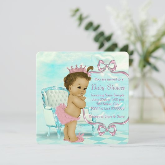 Roze en Blauwgroen blauw Afrikaans-Amerikaans Baby Kaart (Staand voorkant)