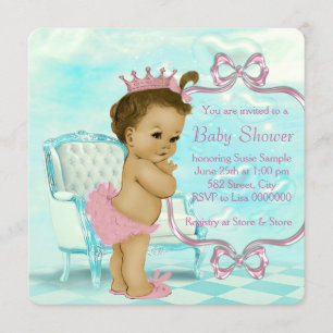 Roze en Blauwgroen Blauw-Amerikaans Baby shower Kaart
