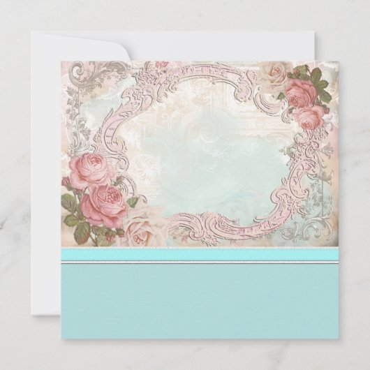 roze en Blauwgroen blauw Baby shower Kaart (Achterkant)