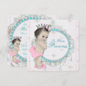Roze en Blauwgroen Blauw Baby shower Kaart (Voorkant / Achterkant)