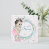 Roze en Blauwgroen Blauw Baby shower Kaart (Staand voorkant)