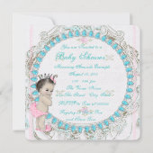Roze en Blauwgroen Blauw Baby shower Kaart (Achterkant)