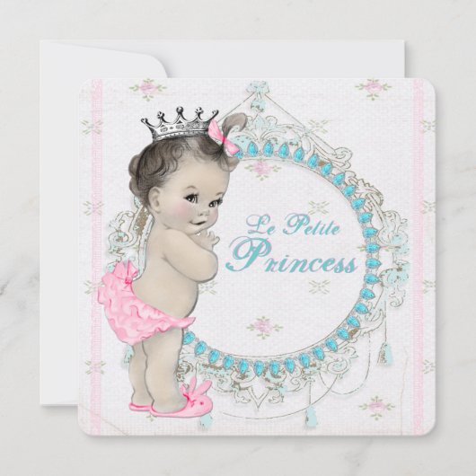 Roze en Blauwgroen Blauw Baby shower Kaart (Voorkant)