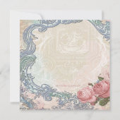  roze en Blauwgroen blauw Parijse Baby shower Kaart (Achterkant)