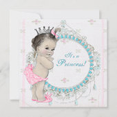 Roze en Blauwgroen Blauw  Princess Baby shower Kaart (Voorkant)