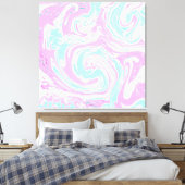 Roze en Blauwgroen blauw zwemmen Canvas Afdruk (Insitu (Slaapkamer))