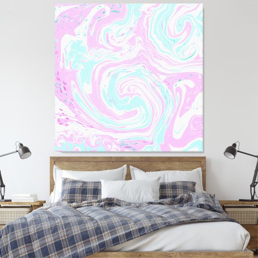 Roze en Blauwgroen blauw zwemmen Canvas Afdruk (Insitu (Slaapkamer))