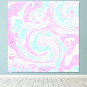 Roze en Blauwgroen blauw zwemmen Canvas Afdruk (Insitu (Houten vloer))