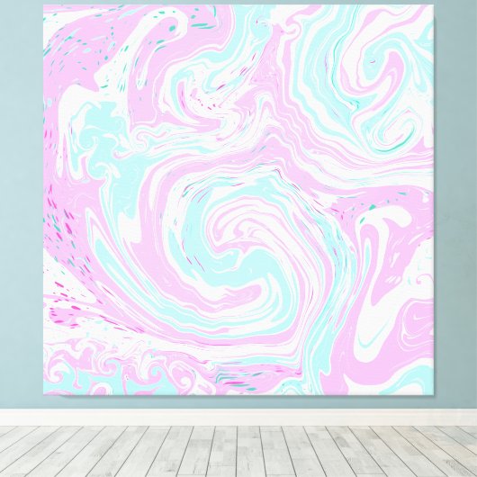 Roze en Blauwgroen blauw zwemmen Canvas Afdruk (Insitu (Houten vloer))