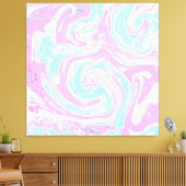 Roze en Blauwgroen blauw zwemmen Canvas Afdruk (Insitu (Woonkamer))