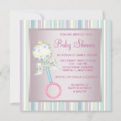  roze en Blauwgroen blauwe babymeisjesdouche Kaart (Achterkant)