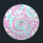 Roze en Blauwgroen blauwe Snoep van katoen Dartbord<br><div class="desc">Fluid Art zwaait abstract marmer roze en blauwgroen blauw en witte zwammen.</div>