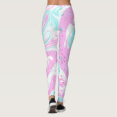 Roze en Blauwgroen blauwe Snoep van katoen Leggings (Achterkant)