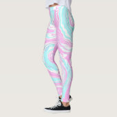 Roze en Blauwgroen blauwe Snoep van katoen Leggings (Links)