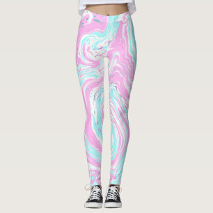 Roze en Blauwgroen blauwe Snoep van katoen Leggings