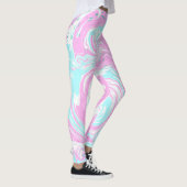 Roze en Blauwgroen blauwe Snoep van katoen Leggings (Rechts)