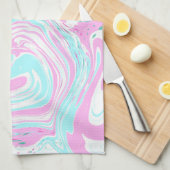 Roze en Blauwgroen blauwe Snoep van katoen Theedoek (Quarter Fold)