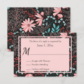 Roze en Blauwgroen bloemen RSVP (Voorkant / Achterkant)